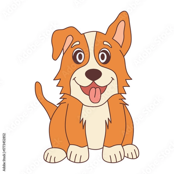 Obraz Adorable Sitting Dog Illustration filled style