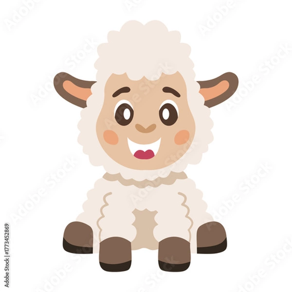 Obraz cute sheep sitting illustration flat style
