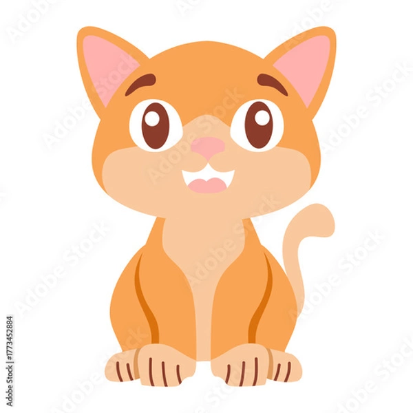 Obraz Cute Cat Cartoon Sitting Illustration flat style