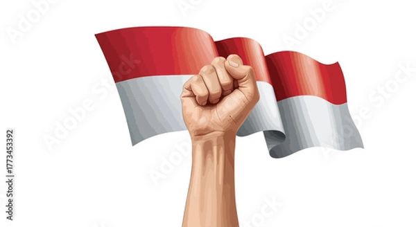 Fototapeta A flowing ribbon design featuring alternating red and white stripes, elegant and decorative.