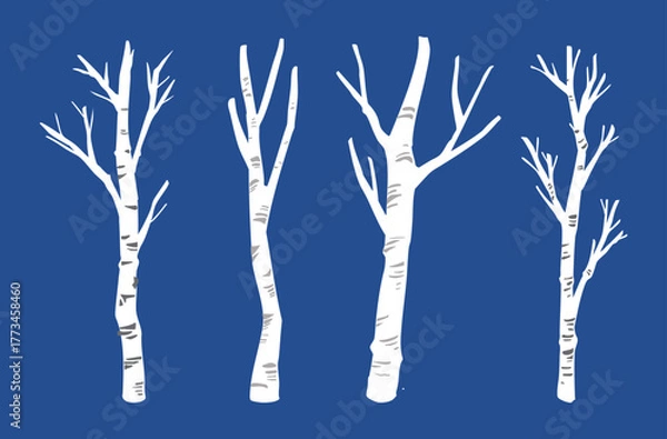 Obraz 겨울 자작나무 일러스트 모음