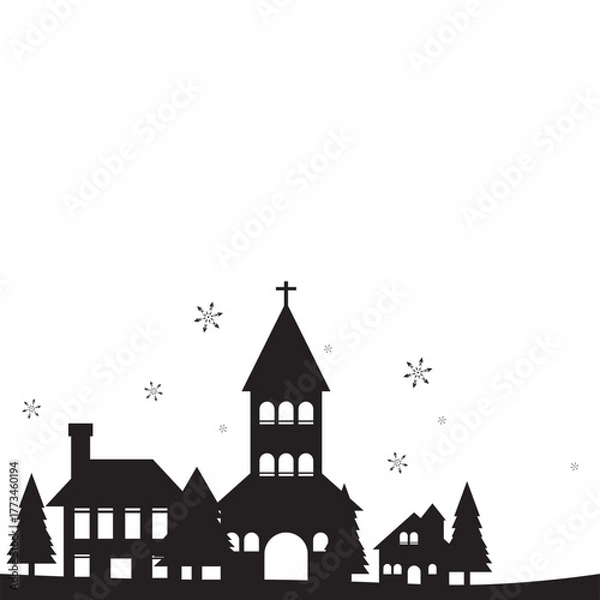 Obraz Winter Village Silhouette