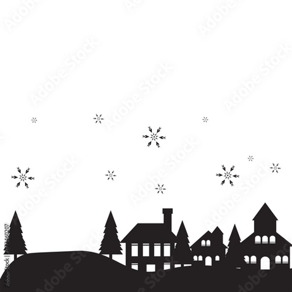Obraz Winter Village Silhouette