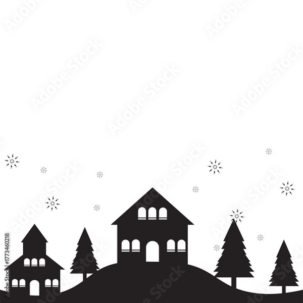 Obraz Winter Village Silhouette