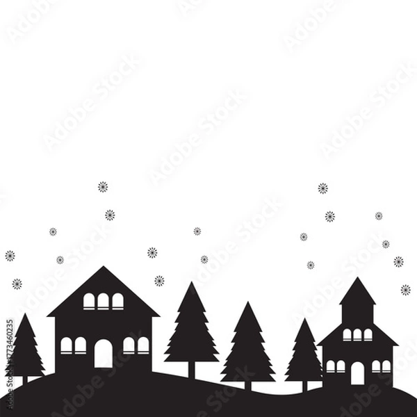 Obraz Winter Village Silhouette