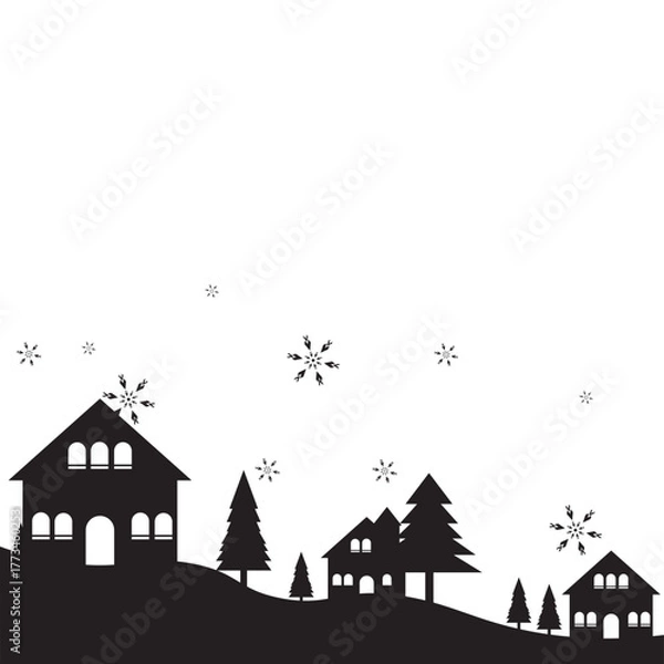 Obraz Winter Village Silhouette