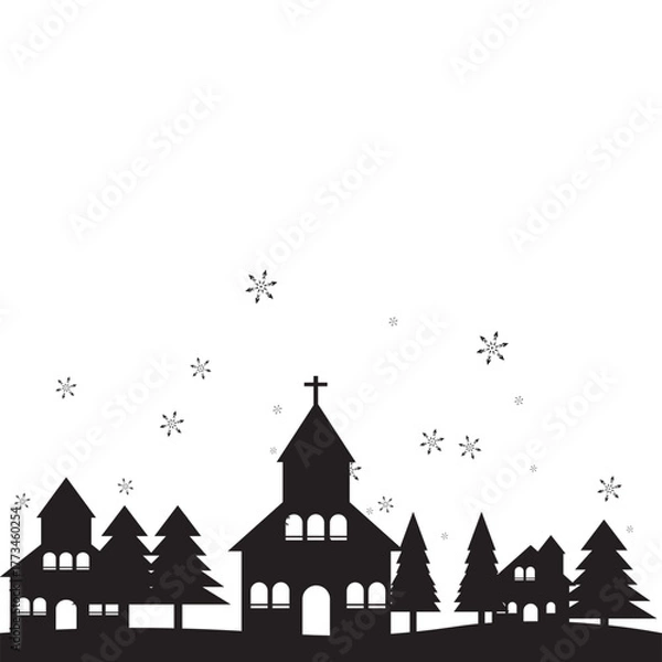 Obraz Winter Village Silhouette