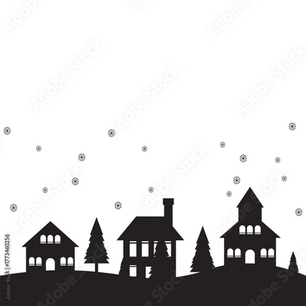 Obraz Winter Village Silhouette