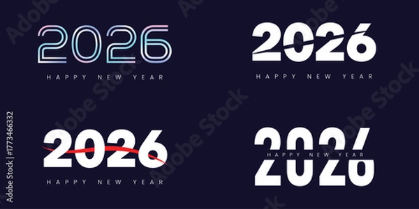 Fototapeta 2026 Set -  New Year vector logo collection