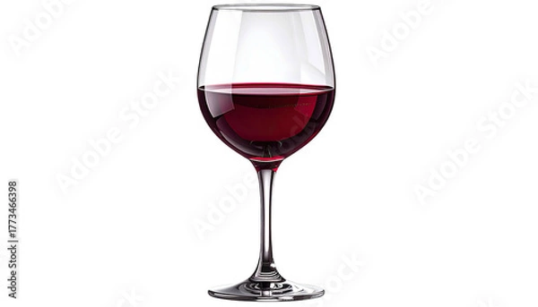 Obraz Red wine in a stemmed glass, elegant on a black background