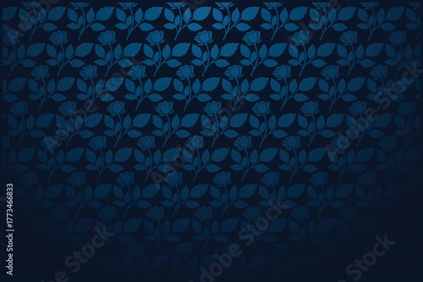Fototapeta Dark blue floral pattern vector background