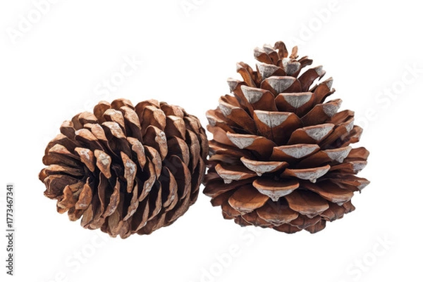 Fototapeta two pine cones isolated on white background.