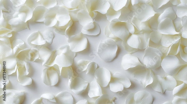 Fototapeta 白い花びらが広がるエレガントな背景