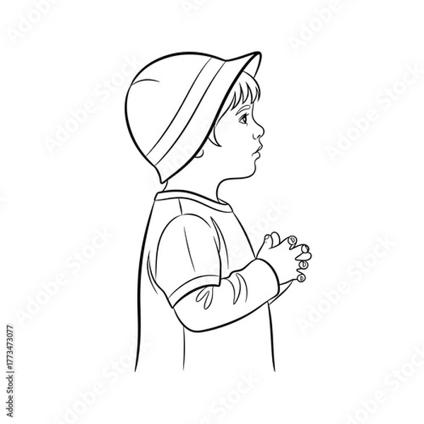 Fototapeta Child praying outline art