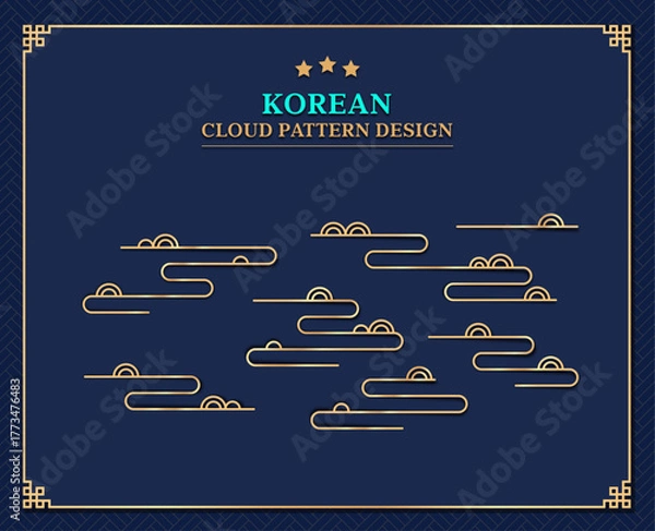 Obraz 한국 전통문양의 금색 구름