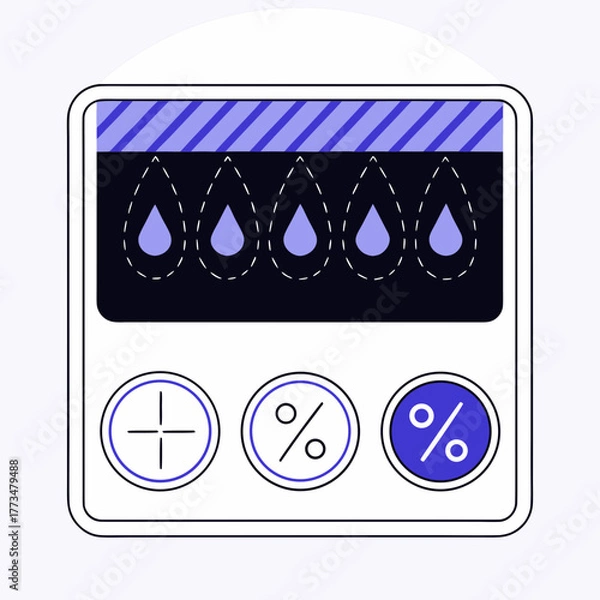 Fototapeta Smart Humidity Monitor App Icon Illustration with Moisture Sensor and Control Buttons
