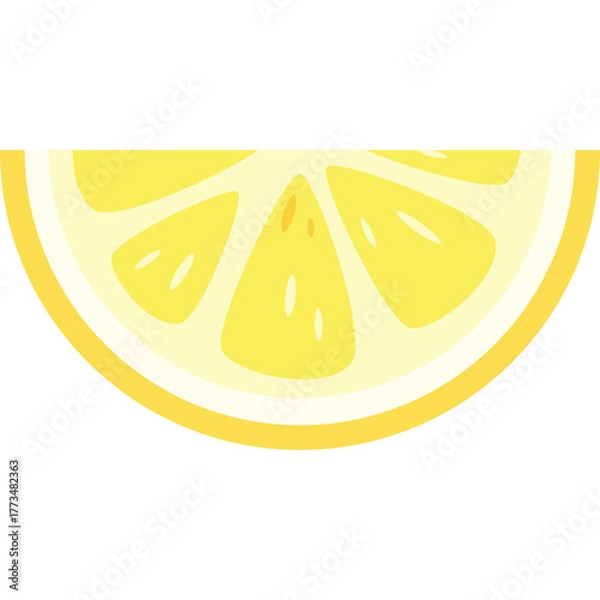 Fototapeta Half A Yellow Lemon Slice With Visible Segments And A White Rind Against A Transparent Background Vector Graphic