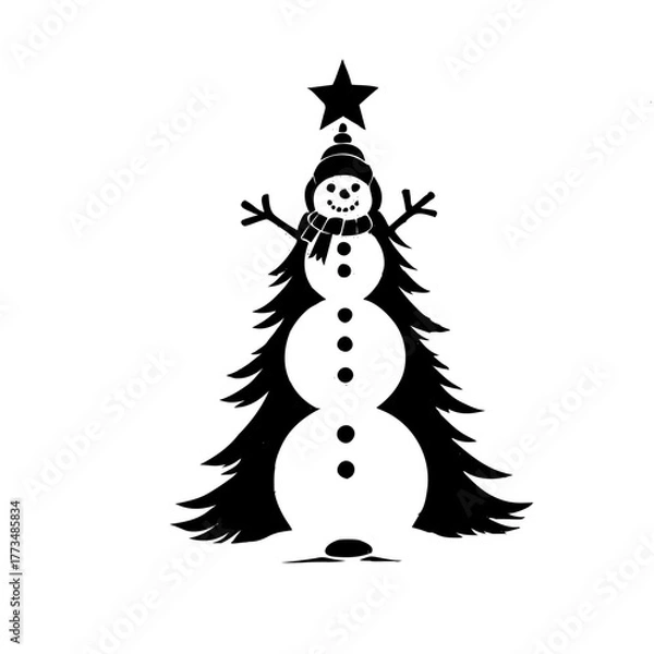Obraz snowman on a black background