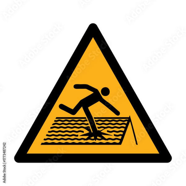 Fototapeta Fragile roof vector design warning safety sign standar ISO 7010