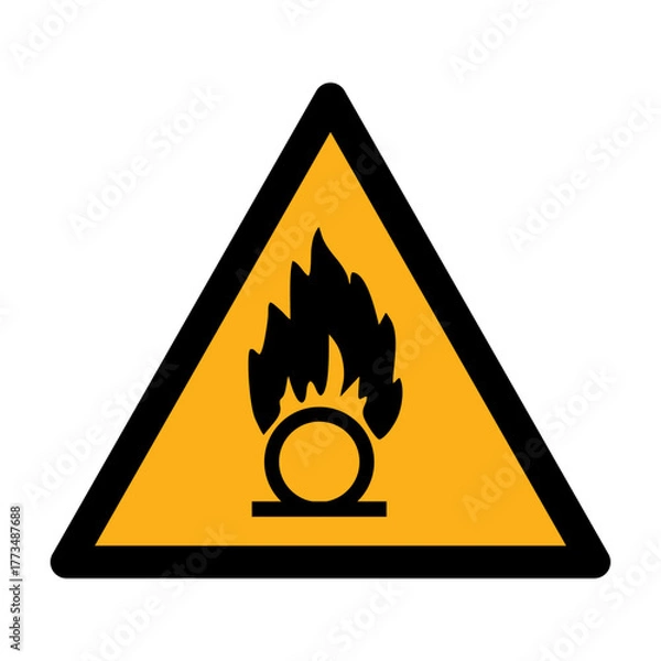 Fototapeta Oxidizing substance vector design warning safety sign standar ISO 7010
