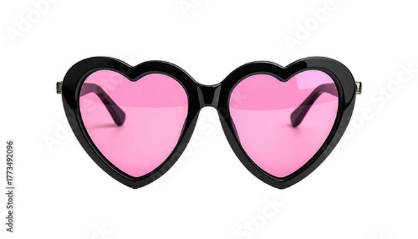 Obraz Heart-shaped glasses with pink lenses, black frames