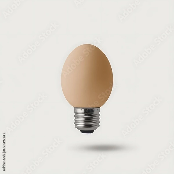 Obraz Egg shaped light bulb minimal creative idea on white background