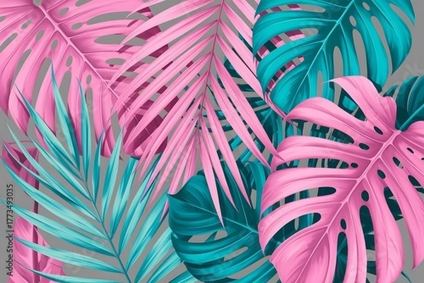 Obraz Tropical pastel palm background repeat