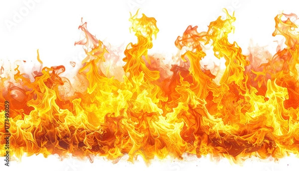 Obraz Horizontal flames engulfing, intense orange, gold, and white