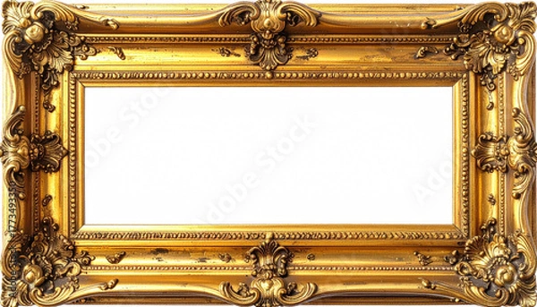 Obraz Ornate gold picture frame with floral details and blank center
