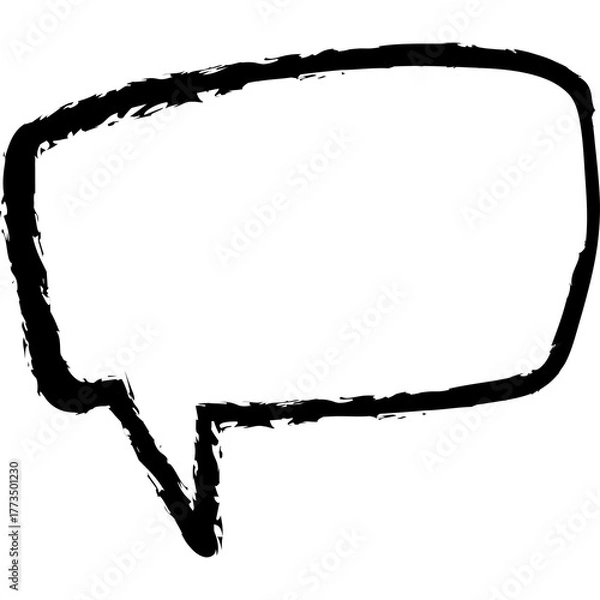 Fototapeta Hand Drawn Speech Bubble Isolated on Transparent Background with Black Outline and Empty Space for Text Messaging Communication Conversation Dialogue Ideas Thoughts
