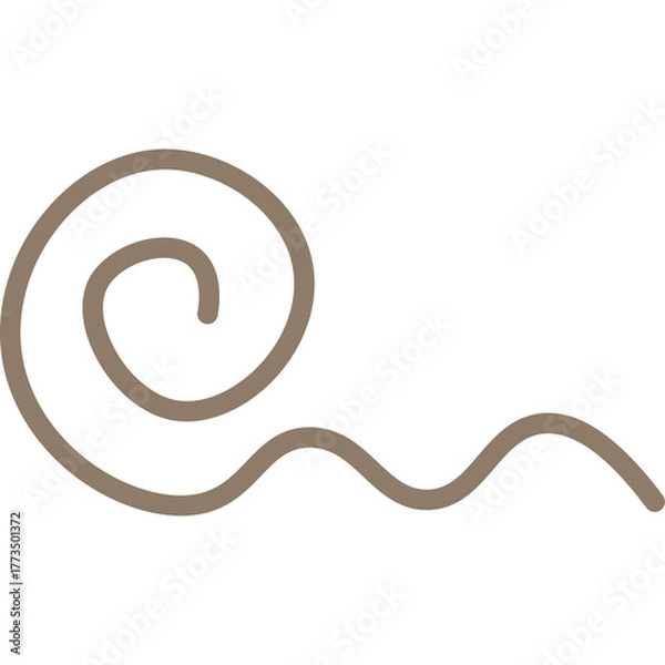 Fototapeta Hand Drawn Swirl and Wavy Line Element Simple Brown Organic Shape on White Background Natural Design Accent