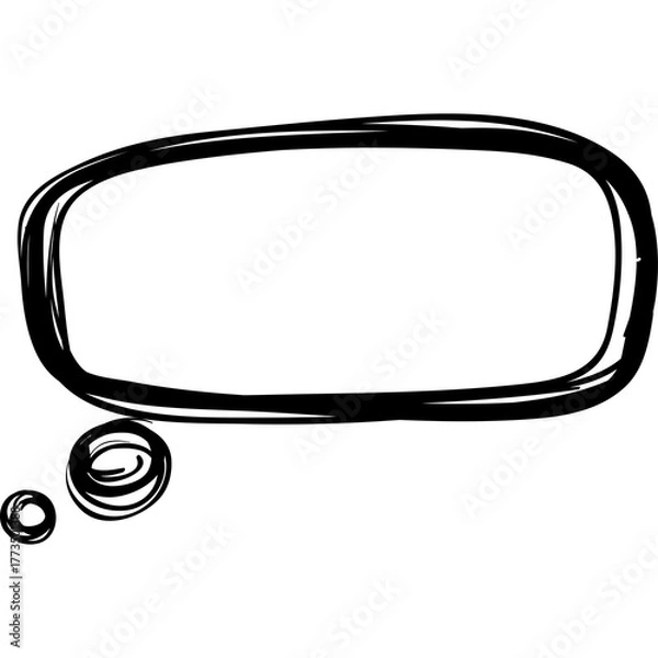 Fototapeta Hand Drawn Thought Bubble Outline With Small Circles For Communication Or Ideas On A Transparent Background