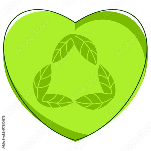 Fototapeta Heart recycle symbol illustration isolated on transparent png.