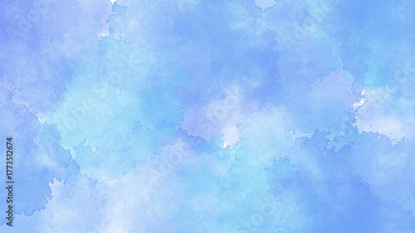 Obraz 爽やかなブルーの水彩背景　テクスチャ素材