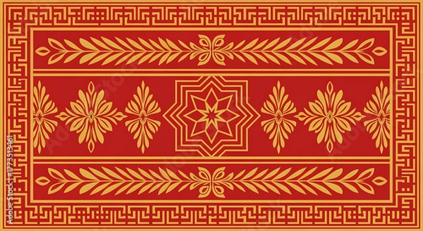 Obraz Intricate Decorative Red and Gold Pattern Ornament