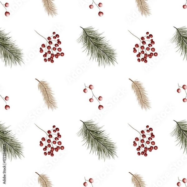 Obraz Winter Forest Botanical Seamless Pattern