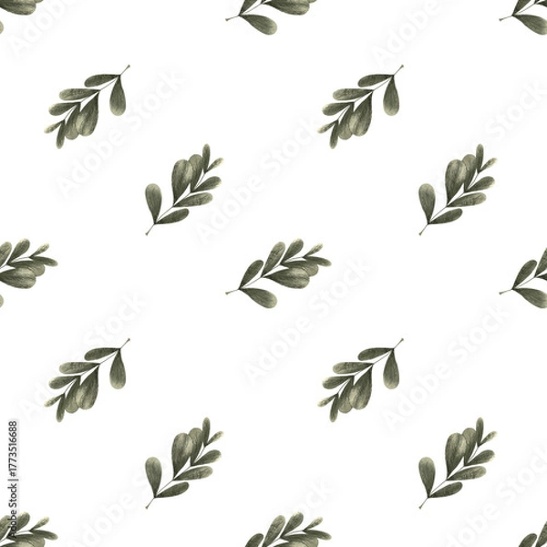 Fototapeta Winter Forest Botanical Seamless Pattern
