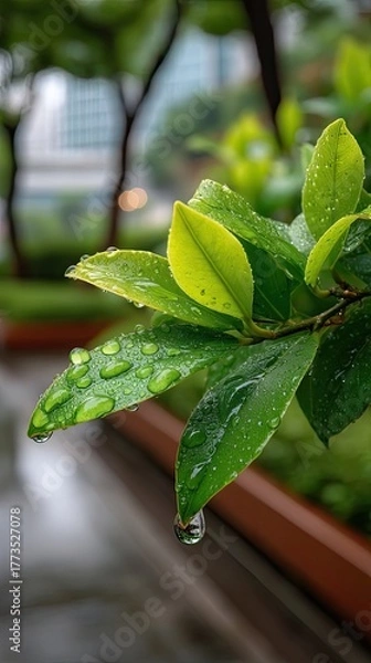 Obraz water drop on leaf