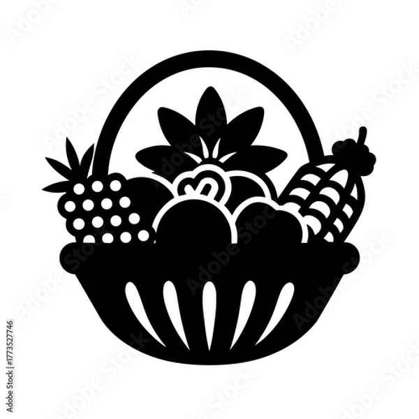 Obraz cornucopia basket full of fruits and vegetables 