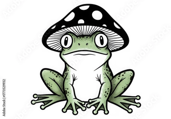 Fototapeta Translucent frog legs and body create abstract symmetry on a dark canvas isolated on transparent background