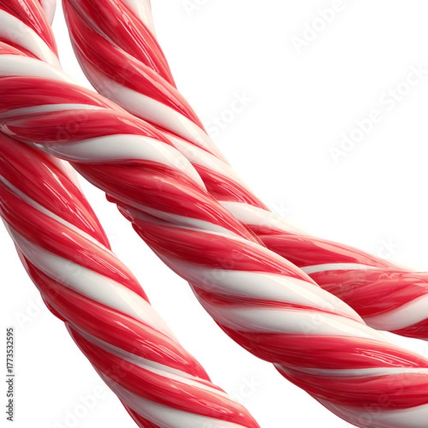 Fototapeta Close up of twisted red and white peppermint candy canes