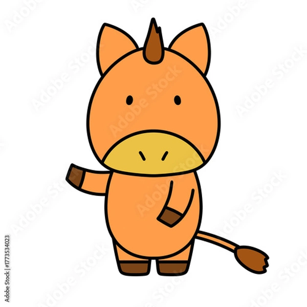 Obraz 片手をあげたかわいい馬のキャラクター　イラスト