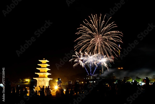 Obraz Fireworks at the pagoda