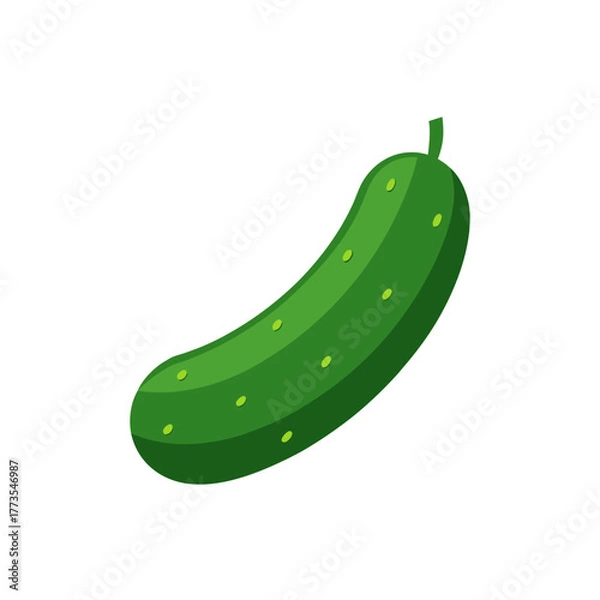 Obraz Green cucumber cartoon illustration fresh healthy vegetable icon graphic element isolated on white background simple drawing design element for healthy food concepts