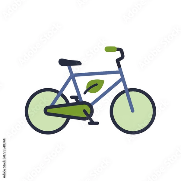 Fototapeta Eco-Friendly Bicycle Sustainable Transportation Icon in a Modern Flat Design