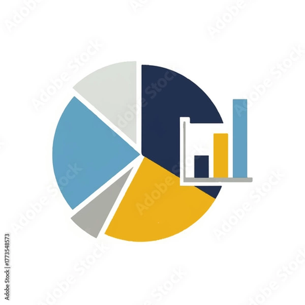 Fototapeta Data Visualization Icon Pie Chart and Bar Graph for Business Analysis and Reporting