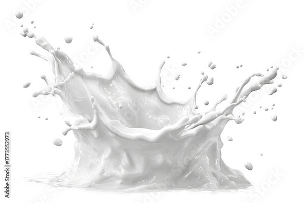 Fototapeta White liquid splashing upwards creating a crown shape on black