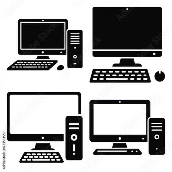 Obraz computer  icon vector set and silhouette collection.