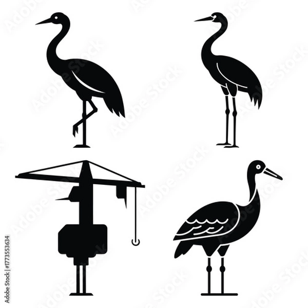 Obraz crane  icon vector set and silhouette collection.