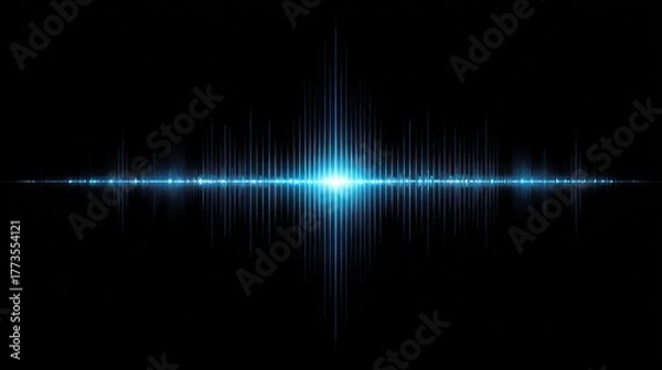 Obraz Abstract blue light wave sound frequency data on transparent background